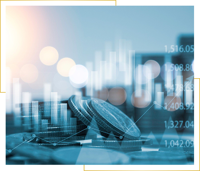 Money and stock market growth chart
