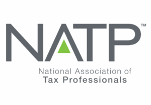 Logo of the National Association of Tax Professionals with a green triangle.